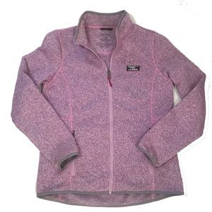 LL BEAN  Pink Full Zip Fleece Sweater Jacket